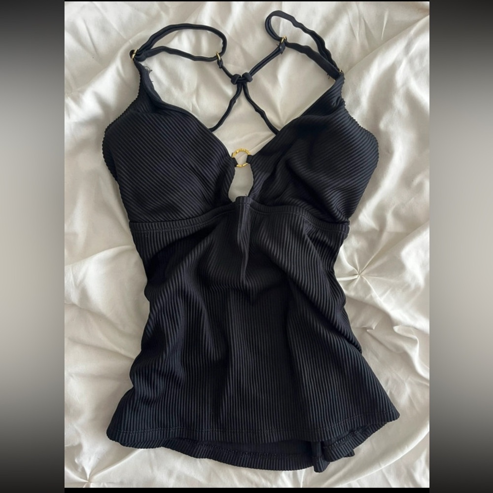 Black Ribbed Halter Top